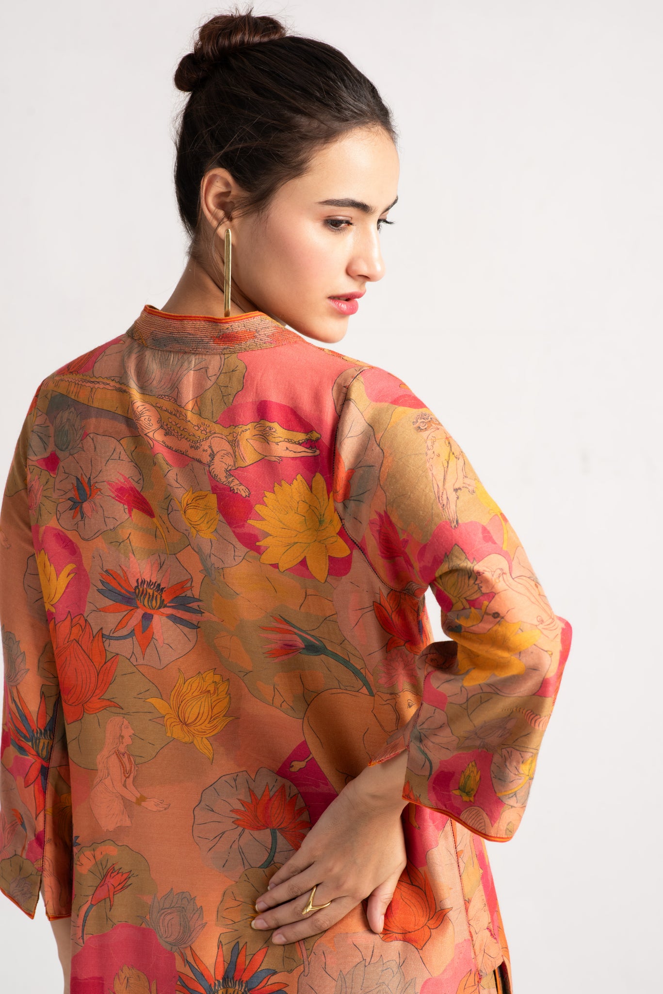 Damini Kurta Muga Satin Grapefruit