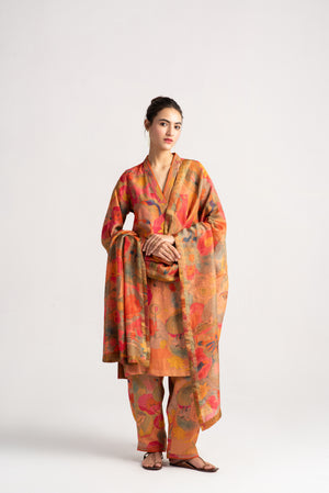 Damini Kurta Muga Satin Grapefruit