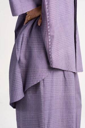 Manchali Shirt Cotton Silk Check Lilac