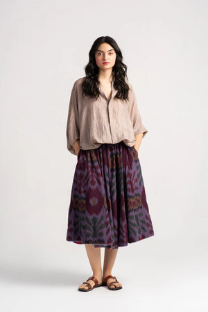 Nargis Skirt Cotton Ikat Lilac-Wine