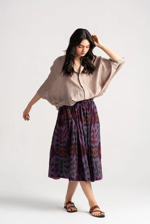Nargis Skirt Cotton Ikat Lilac-Wine