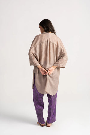 Azad Trousers Silk Damask Amethyst