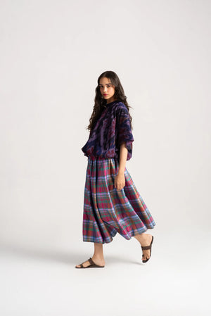 Bulbul Top Cotton Ikat Navy-Wine
