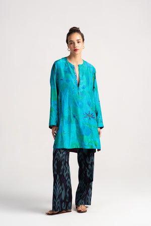Kavita Kurta Silk Aqua