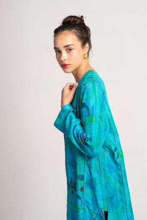 Kavita Kurta Silk Aqua