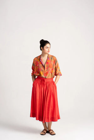Nargis Skirt Silk Red