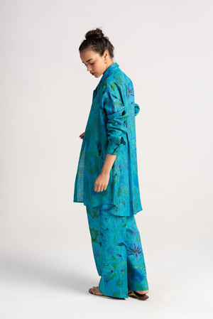 Udaan Shir Linen Aqua