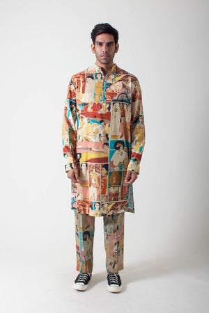Bade Miyan Kurta Cotton Dt Coral