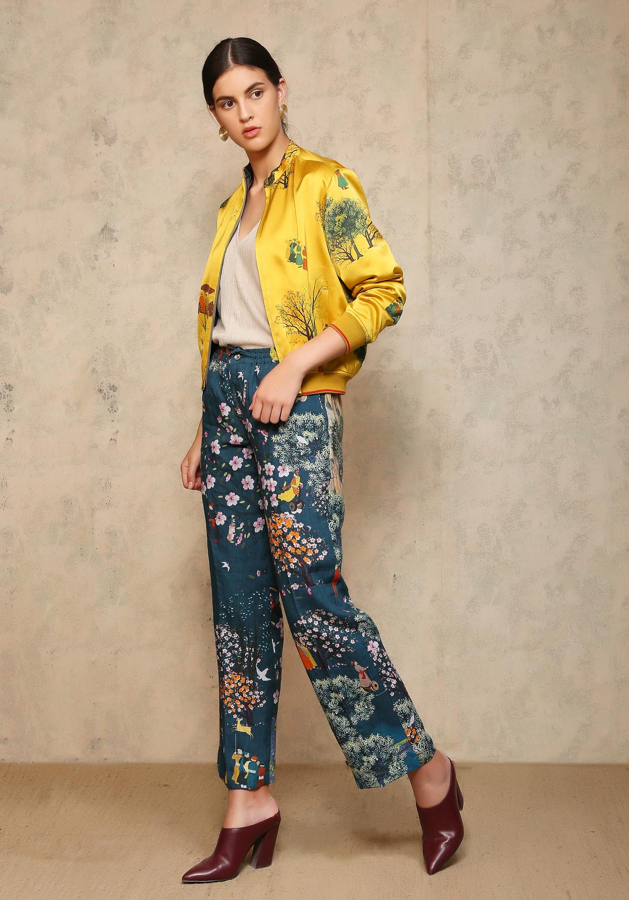 Royal Within Janbaaz Bomber Mustard Satin Silk