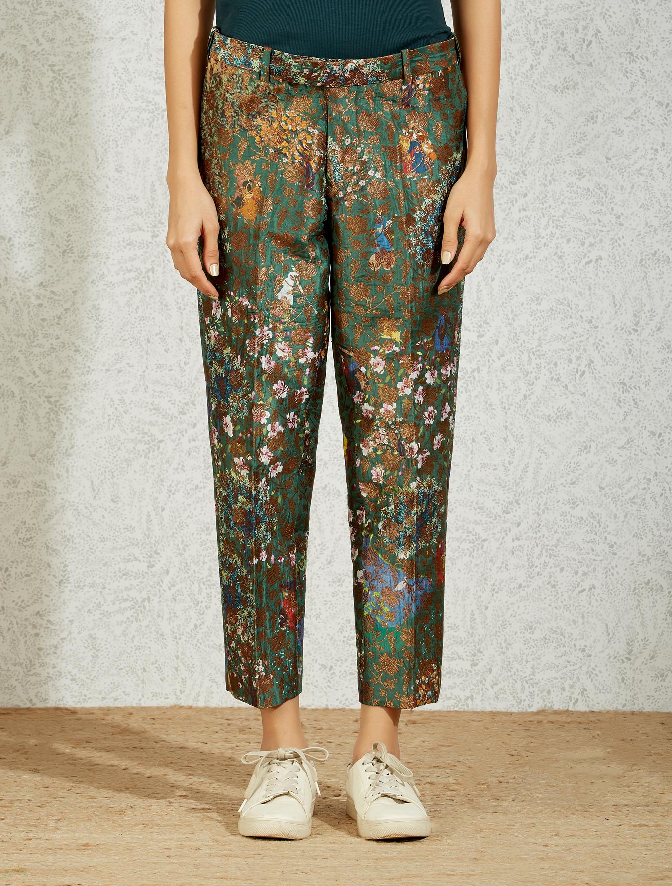 Royal Within Classic Trouser Green Brocade