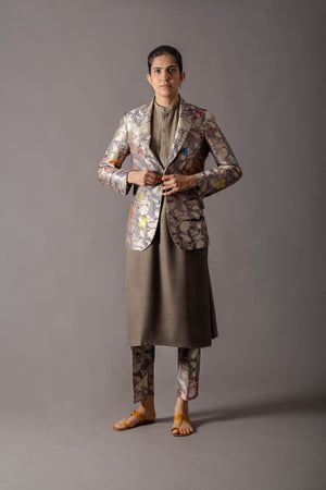 Classic Trouser Silk Brocade Grey