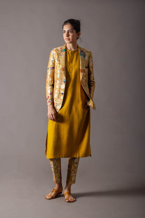 Classic Trouser Silk Brocade Mustard