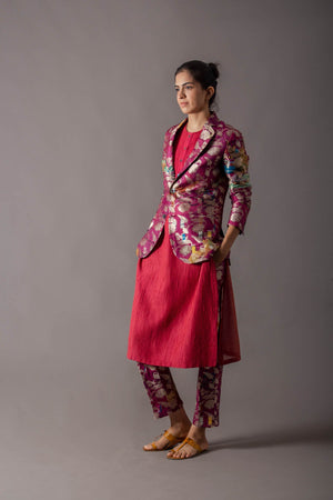 Classic Trouser Silk Brocade Fuchsia
