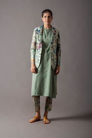 Classic Trouser Silk Brocade Sage