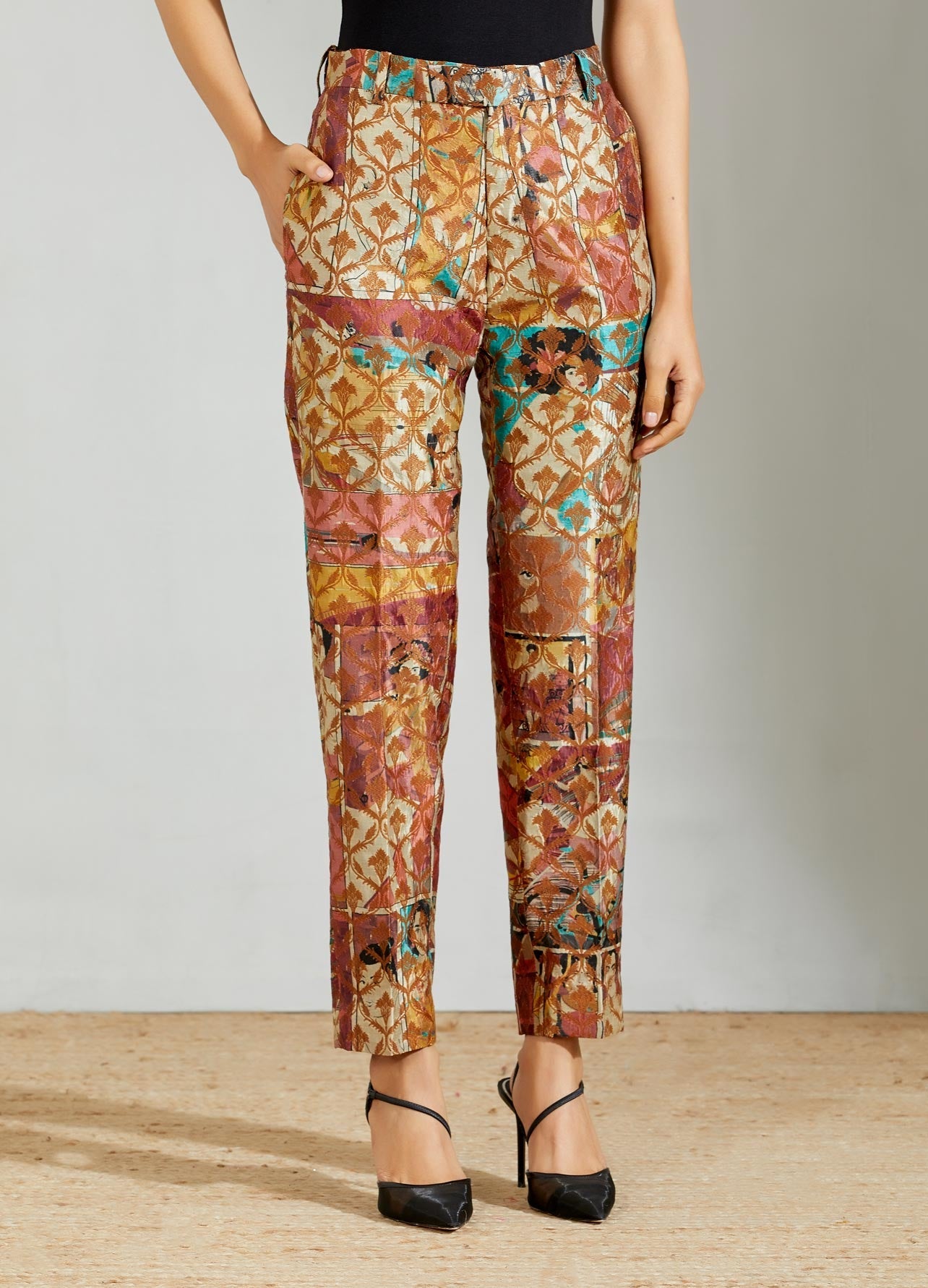Classic Trouser Silk Brocade Coral
