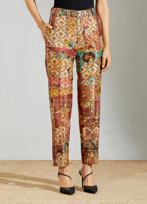 Classic Trouser Silk Brocade Coral