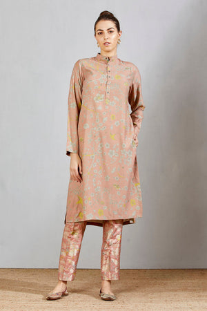 Bade Miyan Kurta Muga Satin Salmon