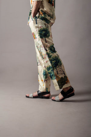 White Golfer Libaas Pyjama In Silk Damask