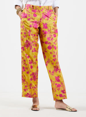 Straight Fit Trouser Silk Damask Sorbet