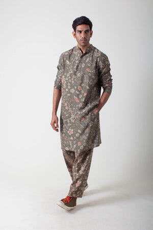 Bade Miyan Kurta Muga Satin Grey