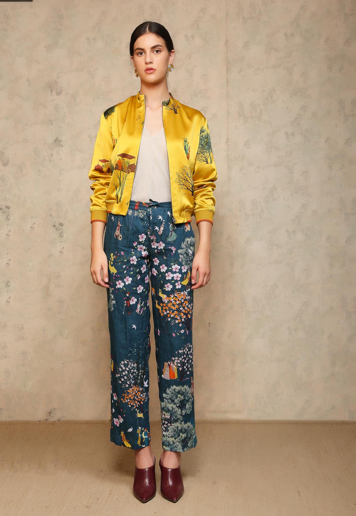Royal Within Janbaaz Bomber Mustard Satin Silk