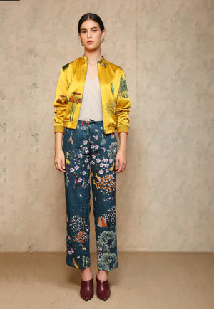 Royal Within Janbaaz Bomber Mustard Satin Silk