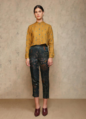 Cropped Shirt Linen Mustard