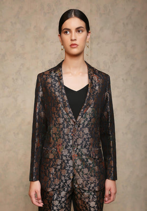 Rana Blazer Silk Brocade Navy