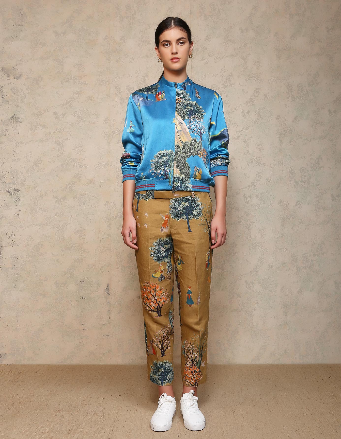 Janbaaz Bomber Jacket Satin Silk Turquoise