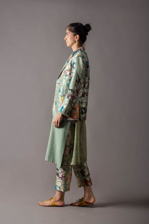 Classic Trouser Silk Brocade Sage