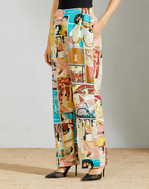 Pyjama Pant Linen Coral Comic