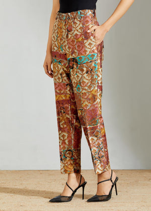 Classic Trouser Silk Brocade Coral
