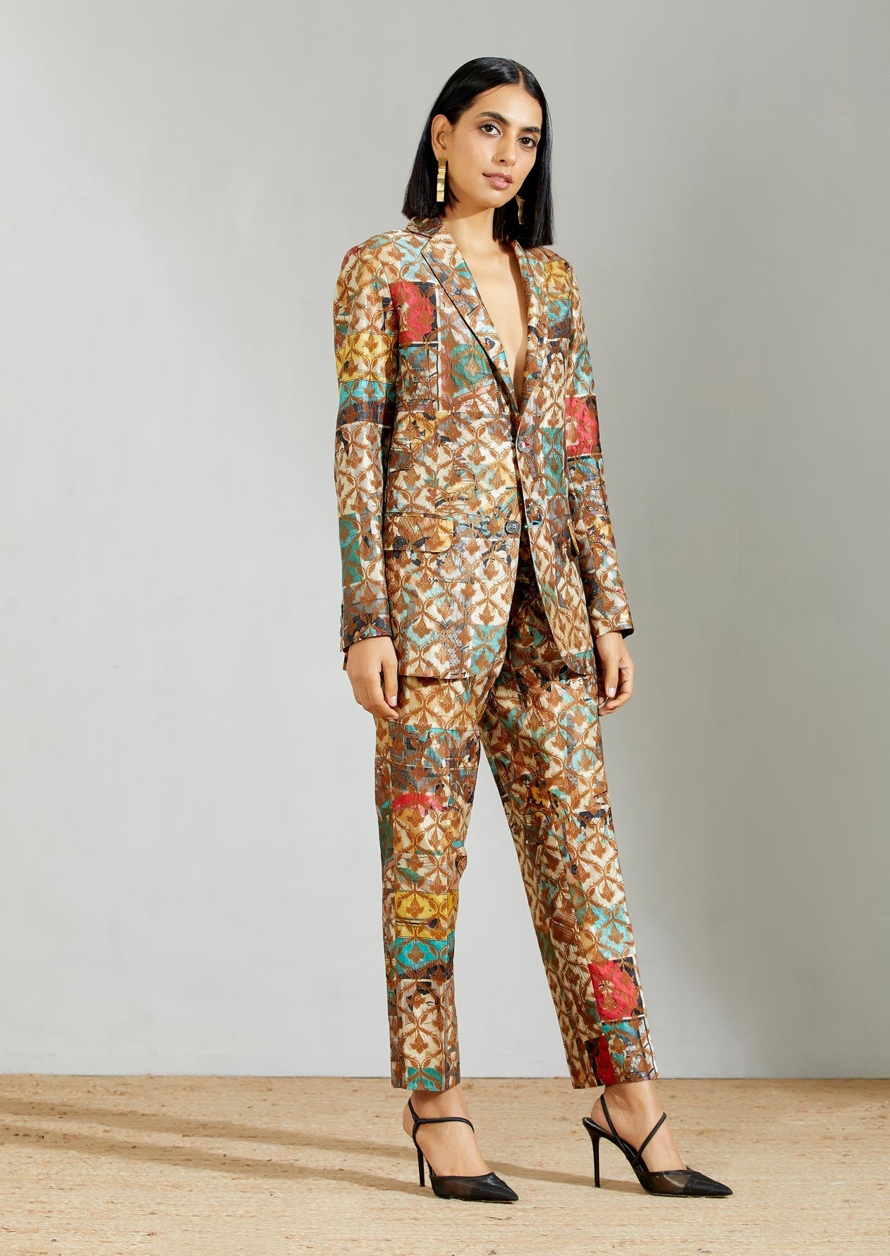 Rana Blazer Silk Brocade Turquoise