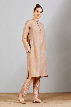 Bade Miyan Kurta Muga Satin Salmon