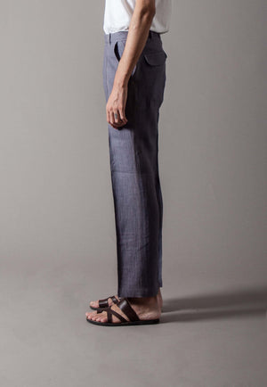 Permanent Crease Trouser Linen Faded Navy