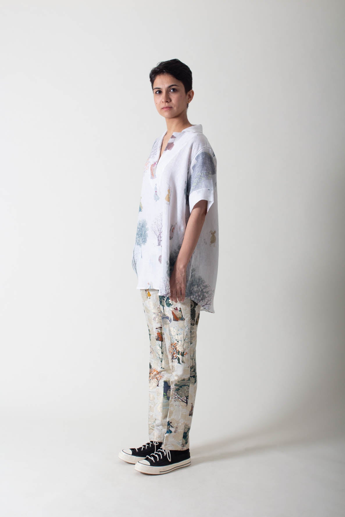 Royal Within Oversized Cuban Collar Shirt White Linen