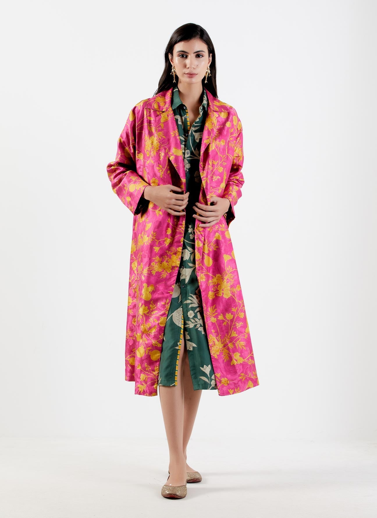 Long Coat Silk Damask Rani