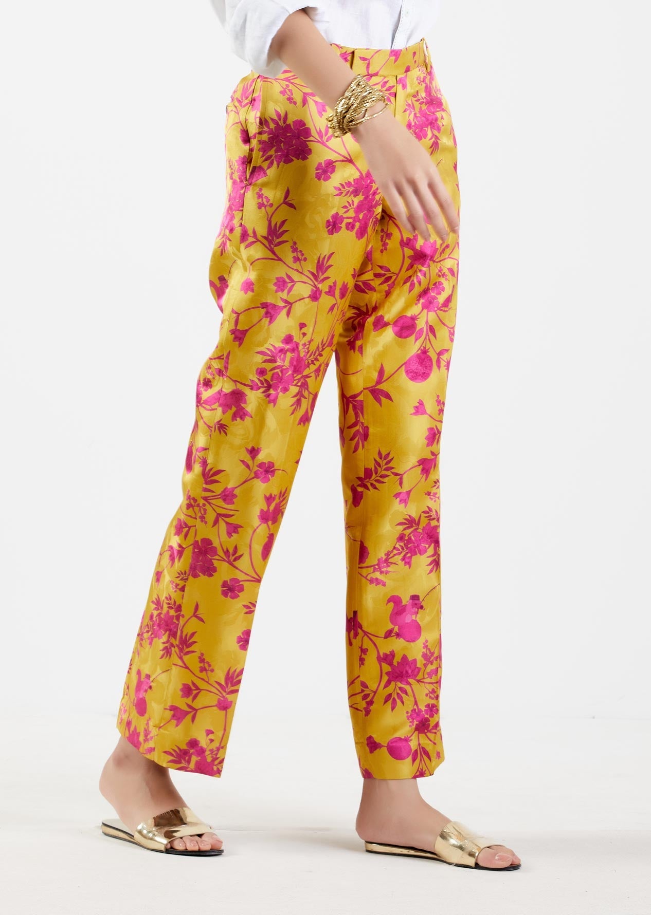 Straight Fit Trouser Silk Damask Sorbet