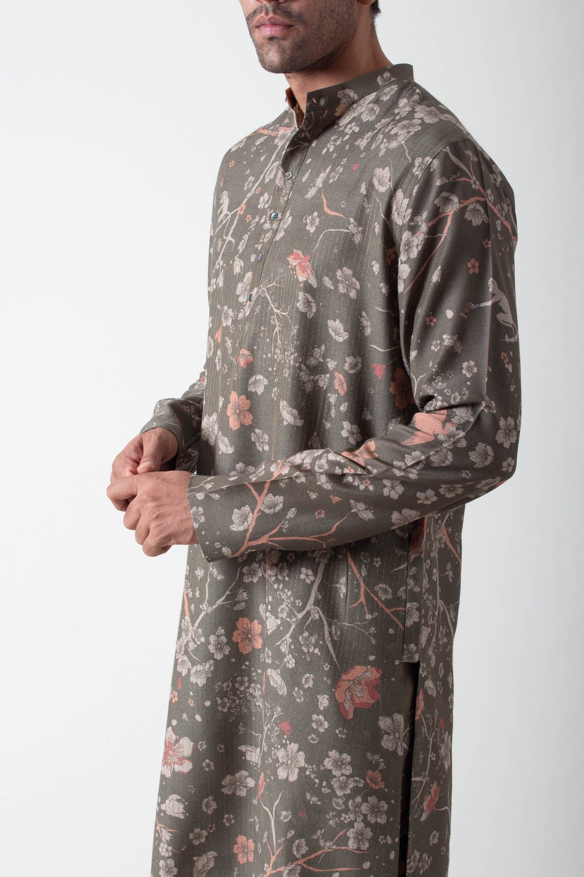 Bade Miyan Kurta Muga Satin Grey