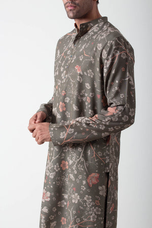 Bade Miyan Kurta Muga Satin Grey