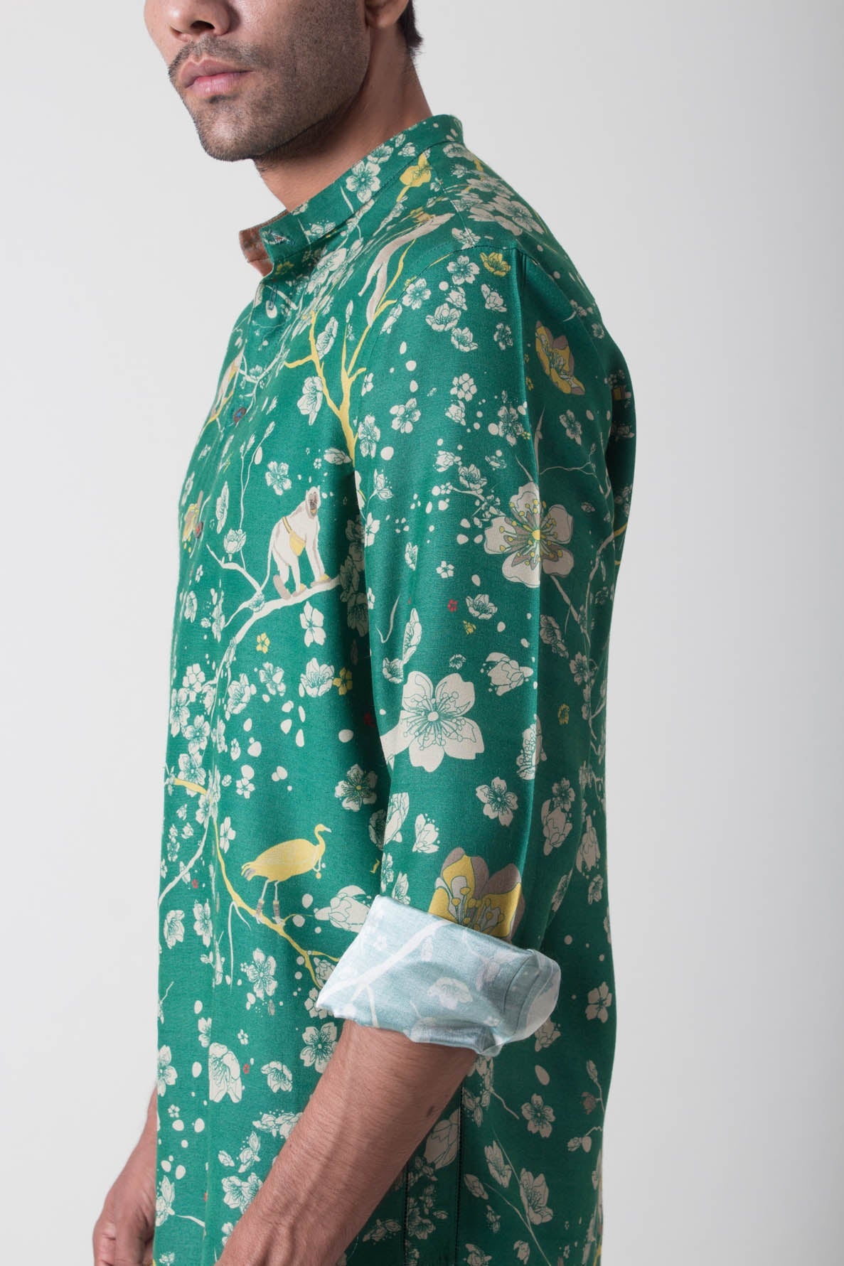 Classic Shirt Muga Satin Green