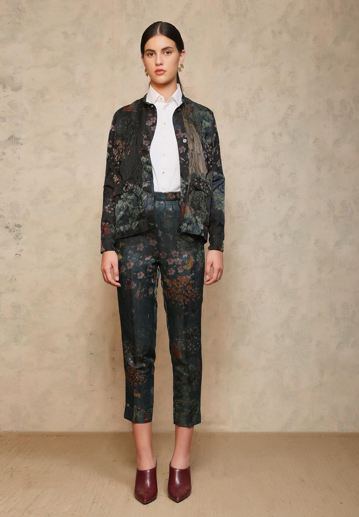 Royal Within Flap Pocket Jacket Black Silk Damask