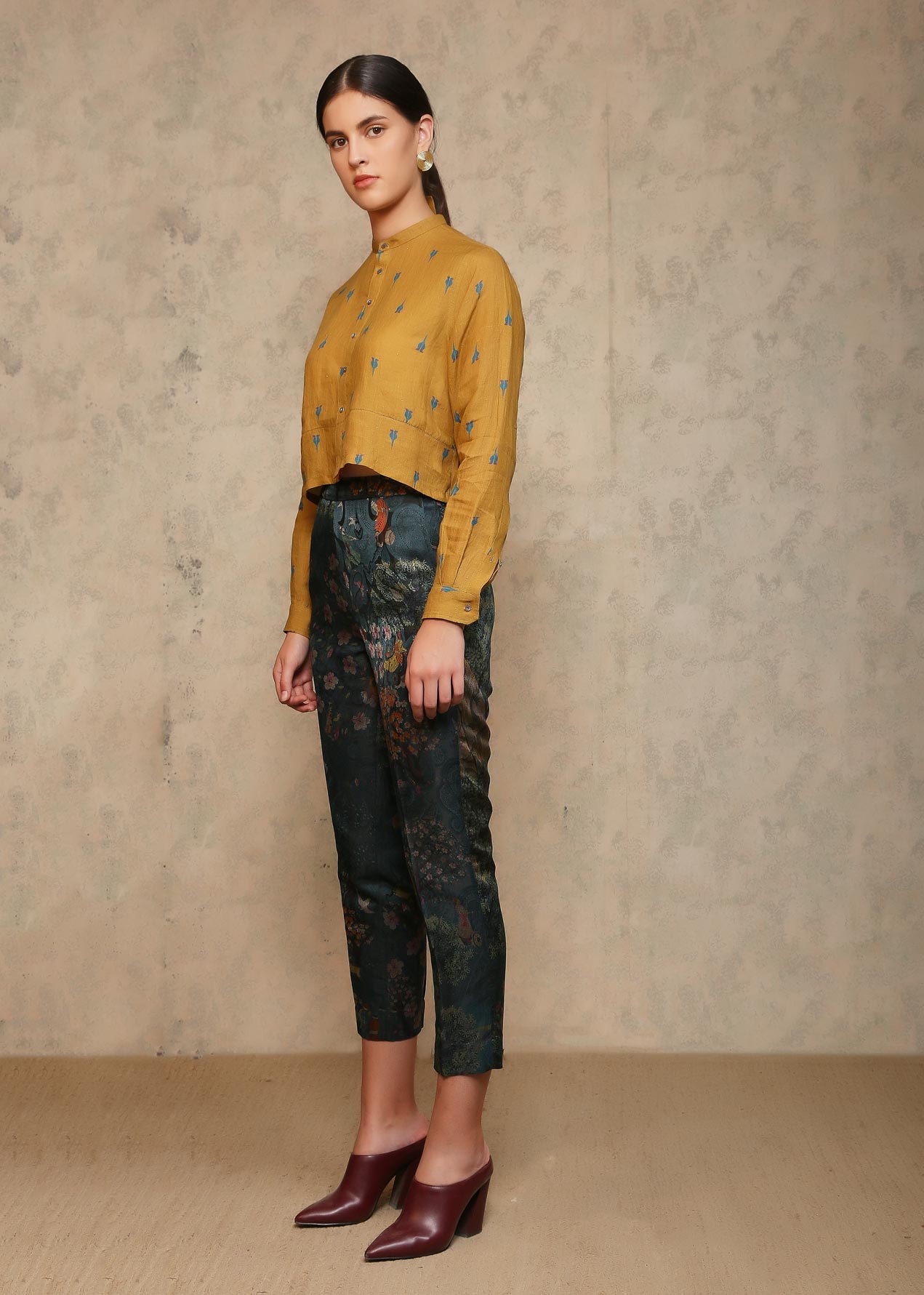 Cropped Shirt Linen Mustard