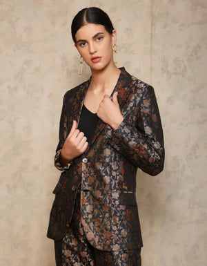 Rana Blazer Silk Brocade Navy