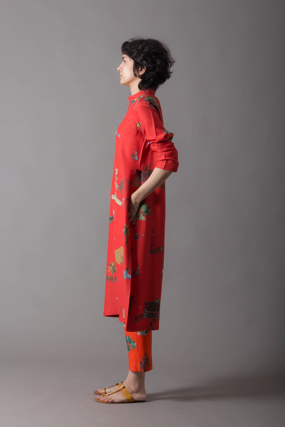 Bade Miyan Kurta Muga Satin Orange