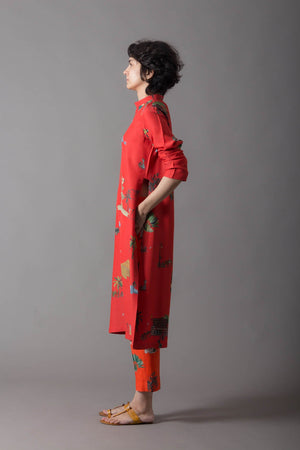 Bade Miyan Kurta Muga Satin Orange