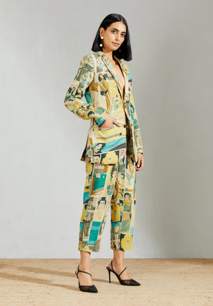 Rana Blazer Linen Turquoise