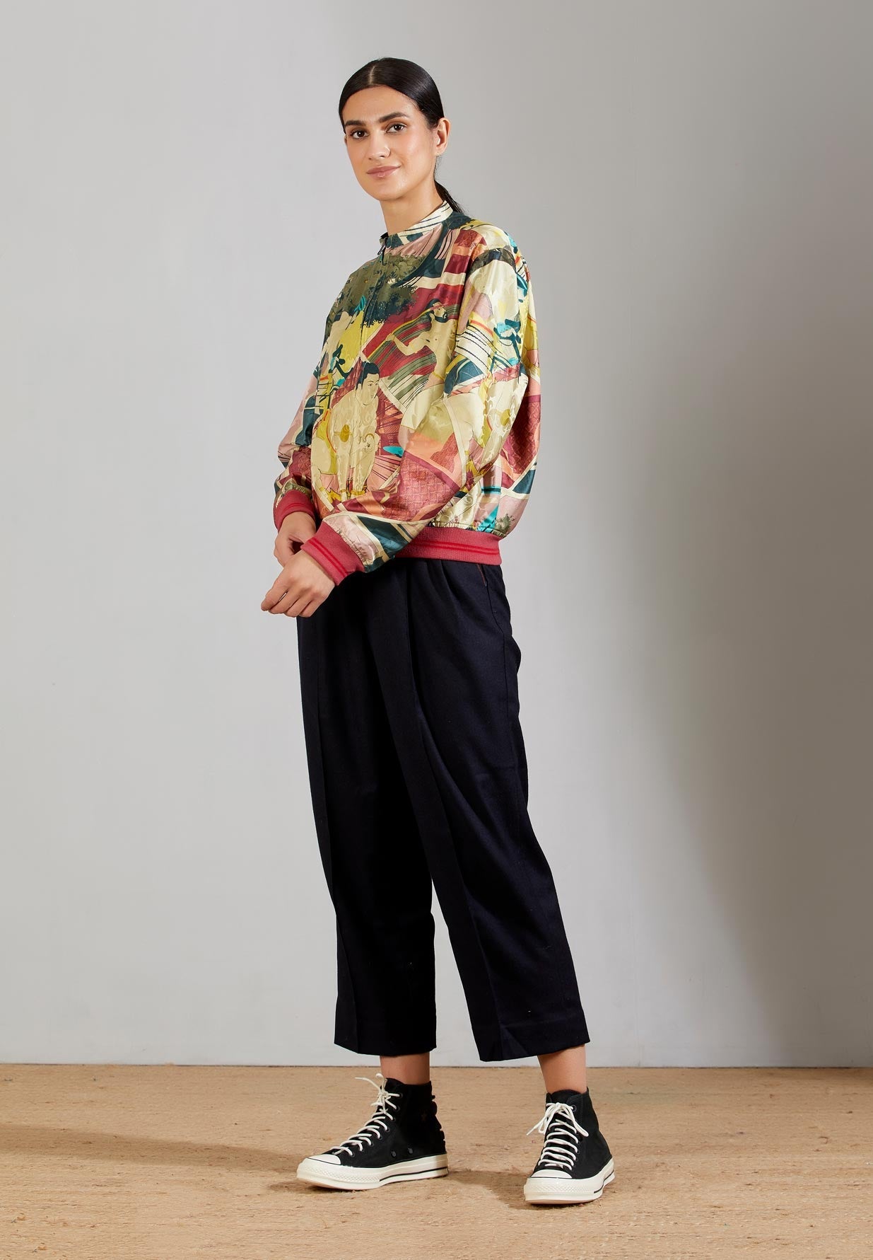 Janbaaz Bomber Jacket Silk Damask Coral