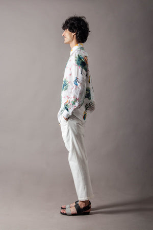 Classic Shirt Linen White Cherry Blossom