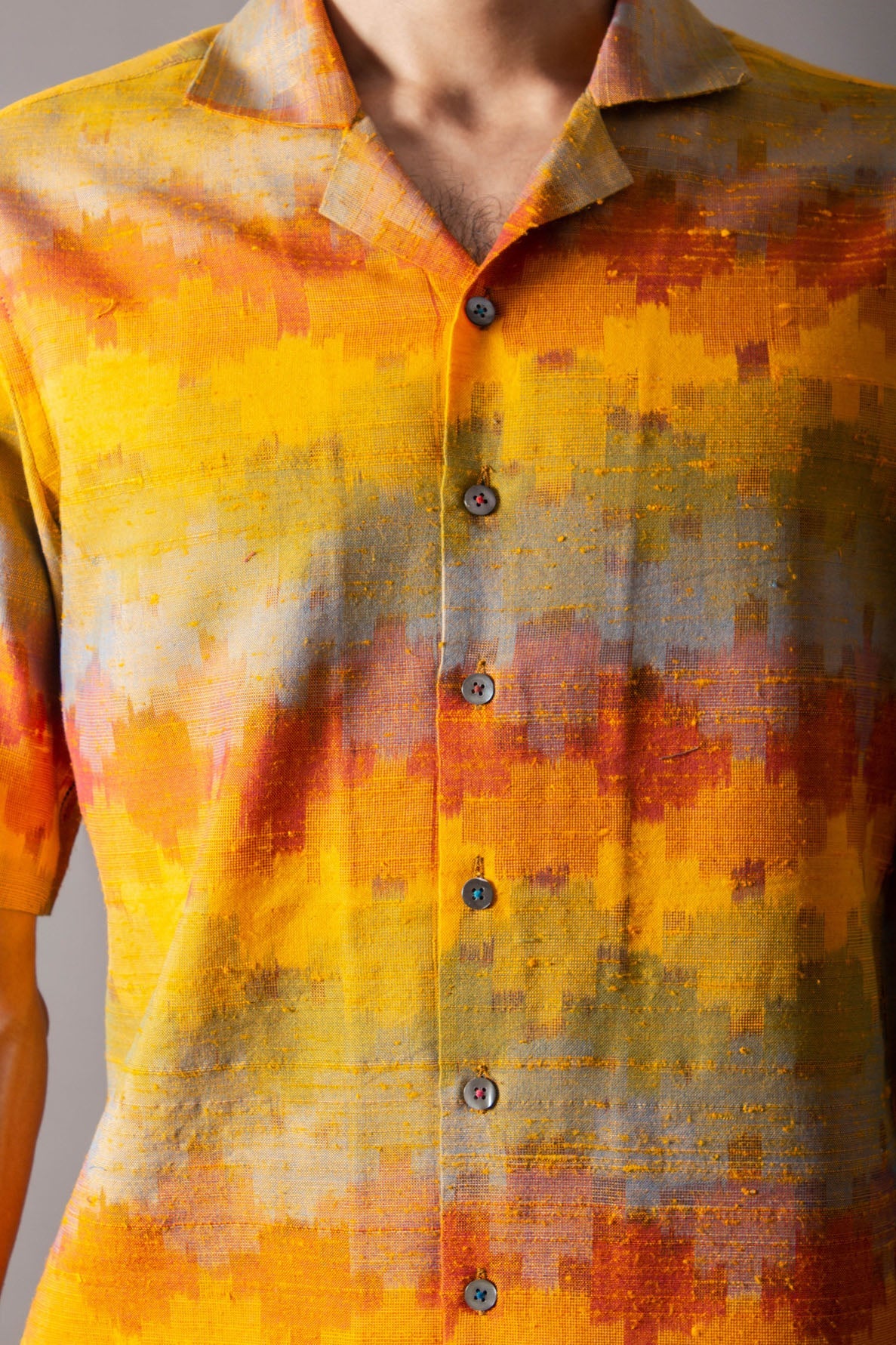 Rainbow Bush Shirt In Silk Ikat